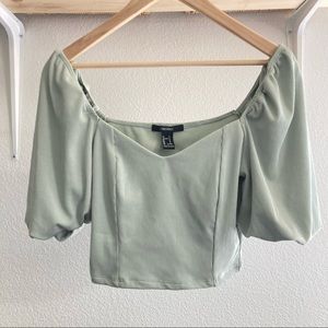 Ribbed Puff sleeve crop